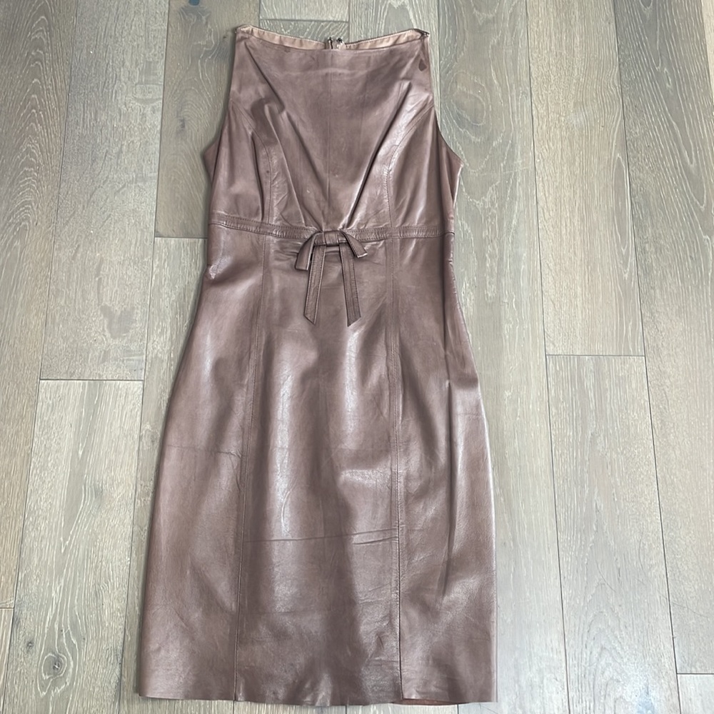 Robert Rodriguez Brown Leather Dress